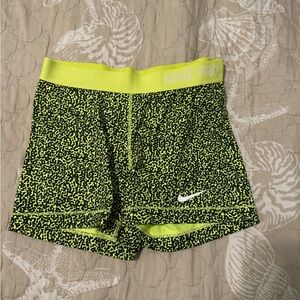Nike Pro Neon Green and Black Athletic Shorts